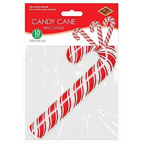 Beistle 10 Piece Paper Candy Cane Decorations Holiday Cut Outs For Christmas Party Decor