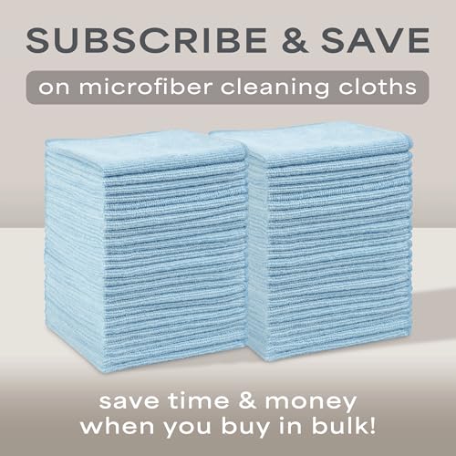 Blue Microfiber Cleaning Cloths 200 Pack - 11.5 x 11.5 Inches, Lint-Free & Absorbent