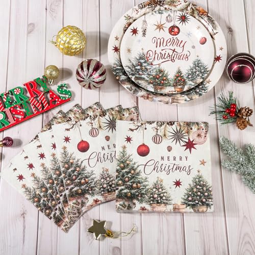 Retro Christmas Farmhouse Dinnerware Set for Holiday Party, Serves 50