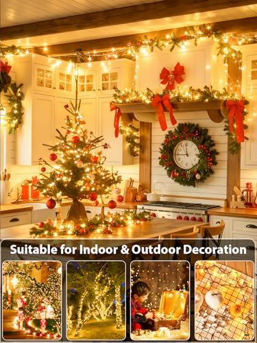 YIQU Warm White 200 LED Extendable Christmas String Lights Indoor Outdoor 75.8FT