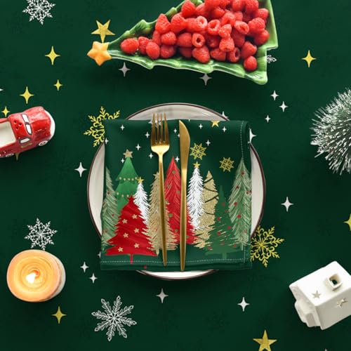 Horaldaily Green Christmas Tree Tablecloth 60 x 60 Inch Square Holiday Decor