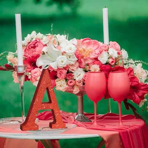 TONIFUL 8 Inch Red Glitter Letter A Table Centerpiece A-Z Red Birthday Party Decorations,Red Alphabet A for Birthday,Chrismas,Graduation,Bridal Shower,Wedding,Anniversary Party Supplies