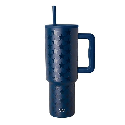 Simple Modern 4th of July 40 oz Trek Tumbler with Handle and Straw Lid | Cup Holder Friendly Insulated Stainless Steel Travel Mug | Stars Navy