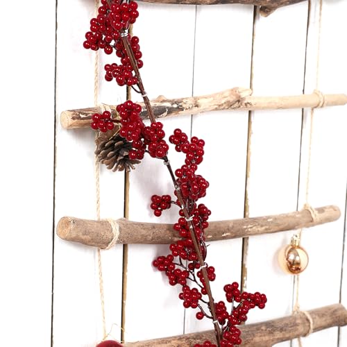 Christmas Red Berry Garland, Artificial and Burgundy Garland Decor