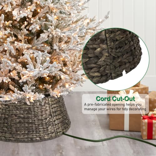 Yonsya 26 in Chestnut Rattan Christmas Tree Collar - 5-Piece Tree Skirt for 4-7.5 ft Trees