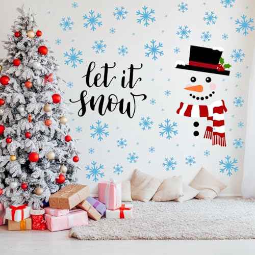 IMISHM Christmas Snowman Door Stickers Christmas Door Decorations Let It Snow Decorations Christmas Wall Stickers for Christmas Window Wall Home Decorations