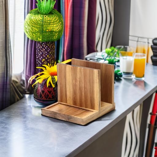 EverBBKing Natural Wooden Napkin & Salt & Pepper Holder for Kitchen & Restaurant