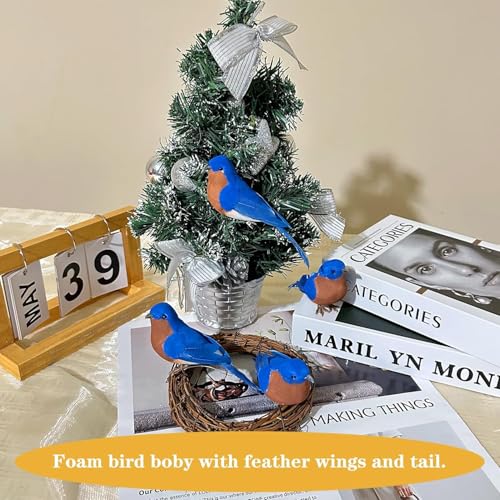 Abirdflyer 2Pcs Bluebird Realistic Bird Ornaments - Feathery Home Decor & Craft Props
