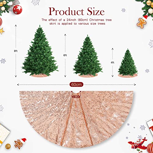 Rose Gold 24-Inch Sequin Christmas Tree Skirt - QueenDream