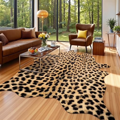 AROGAN Premium Leopard Print Rug, Faux Cheetah Rugs, Non-Slip 4.6 x
