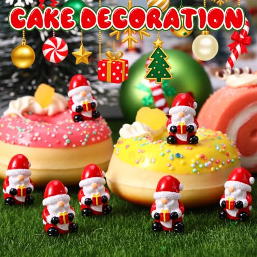 Christmas Mini Gnomes Figurines - 60 pcs Resin Santa Gnome Ornaments with Gift Box - Holiday Decor