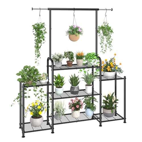 A-Shape Metal Plant Stand 3-Tier Tall Hanging Indoor Outdoor Garden Ladder