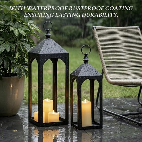 Large Outdoor Floor Lantern Set of 2 Without Glass - Fall Porch Decor