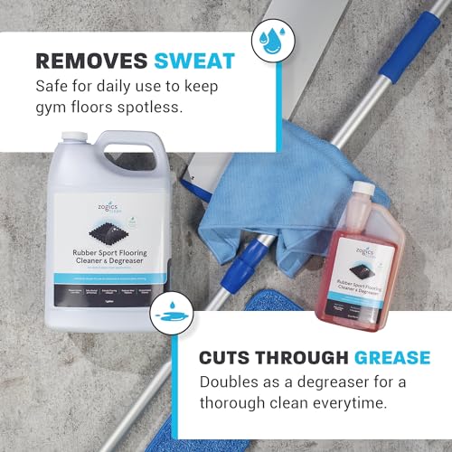 Zogics Rubber Flooring Cleaner & Degreaser - 1 Gallon - Heavy Duty & Eco-Friendly