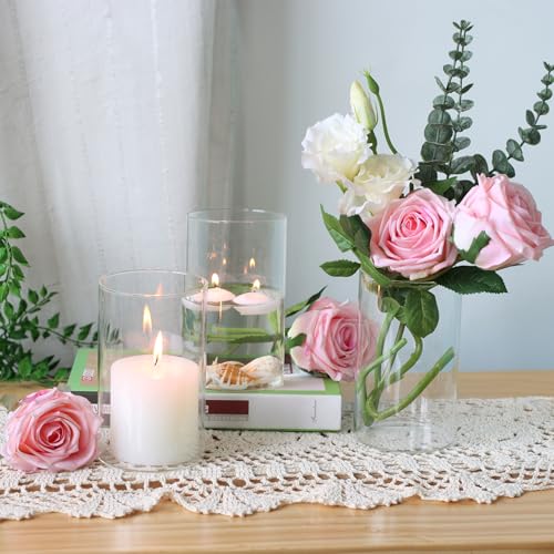 Etolies Smooth Glass Cylinder Vases Set of 12 - 6 Inch Clear Floral & Candle Holders