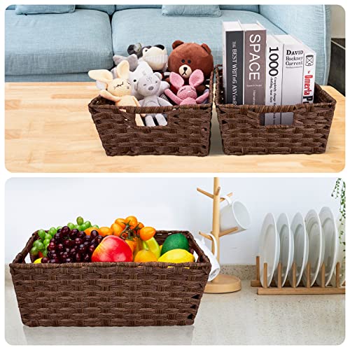 Onlytak 15 x 10.3 x 5.2-Inch Wicker Storage Baskets Set of 2, Waterproof Brown