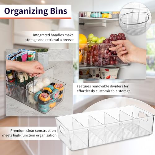 ClearSpace XL Pantry Storage Bins with Removable Dividers, 15 x 7.5 x 3.5 Inches, 2 Pack