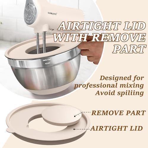 Umite Chef Mixing Bowls with Airtight Lids Set, 8PCS Stainless Steel