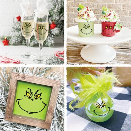 36 Pcs Christmas Face Transfer Stickers for Crafts Large 6 Inch Small 3 Inch Vinyl Eyes Pitcher Rub on Transfers Decals for Ornaments Glass Drinking Cups Wood Decorations Balls Party (face60)