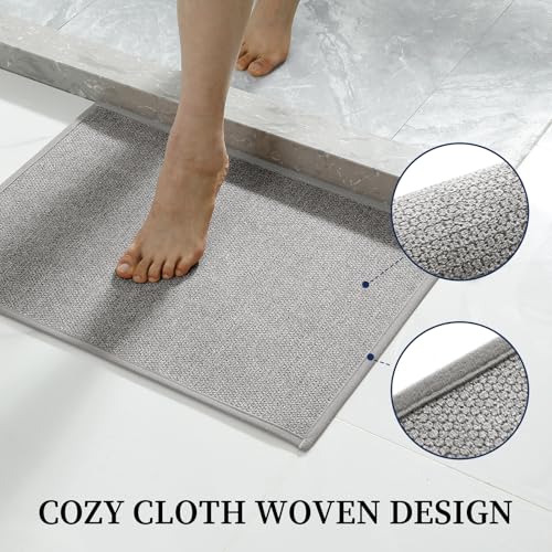 Gray Bathroom Rugs Set - 3-Piece Non-Slip Quick-Dry Bath Mat with Toilet Rug & Runner - 17x24/17x47/17.5x24 U