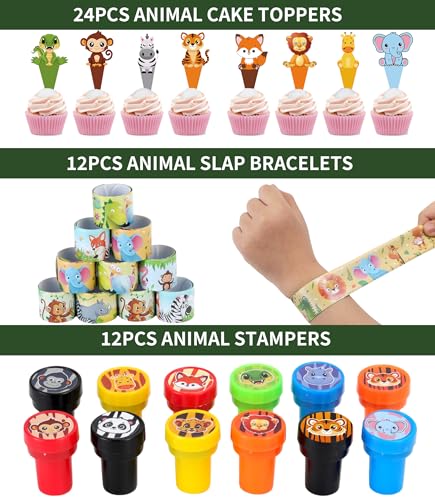 Wild One Jungle Safari Birthday Party Kit - 256 Pcs Animal & Favor Supplies - Animal Party Favors