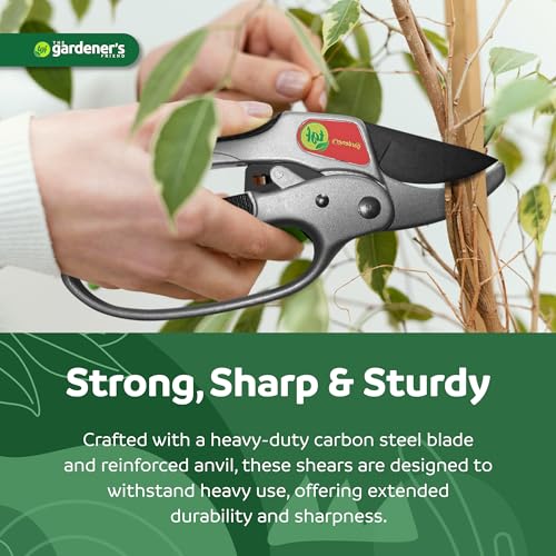 Heavy Duty Ratchet Pruning Shears - Anvil Garden Clippers for Branches & Stems