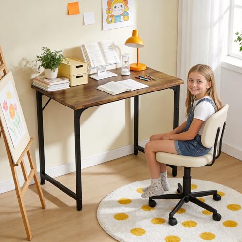 BestOffice 32 Inch Brown Computer Desk - Sturdy Modern Home Office Workstation