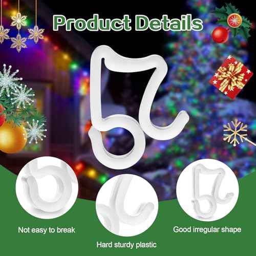 eygeufg Christmas Light Clips Hooks - Gutter Light Hooks Clips Hangers for Christmas Decoration Outdoor Halloween New Year Holiday (100 Pack)