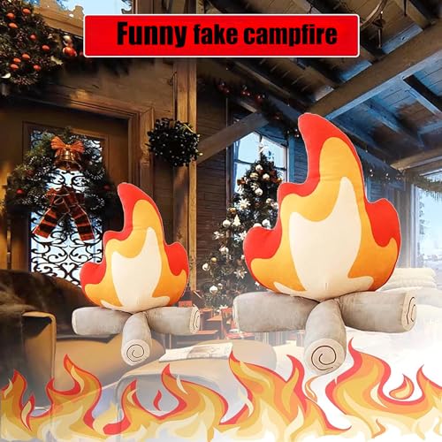 Funny Campfire Plush,17.7 in Simulation Fake Campfire Pillow, Soft Stuffed Cartoon Fire Doll Campfire Firewood Toys, Simulation Bonfire Plush Toy for Outdoor Camping Room Decor Kids Gifts (11.8 in)-1