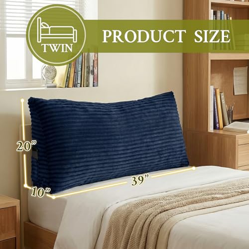 Navy Blue Twin Headboard Wedge Pillow - Support & Relaxation Cushion
