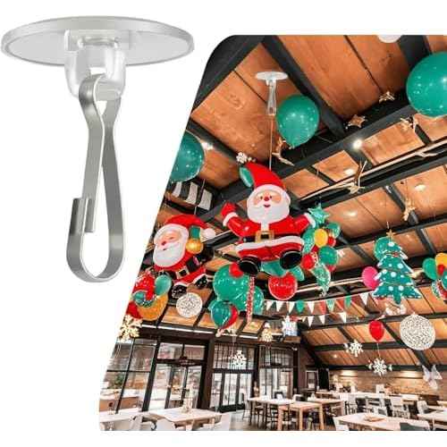 100Pack Self Adhesive Ceiling Hooks for Hanging, Small Clear Hooks Sticky Damage-Free No-Drill, Removable Wall Hanger for Festival Wedding Birthday Party Christmas Halloween Decorations