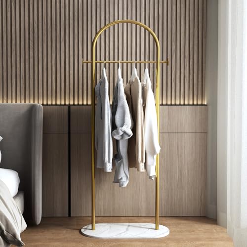 BUZUEY Gold 23.62in Freestanding Clothing Rack with Marble Base - Modern Garment Stand for Small Spaces