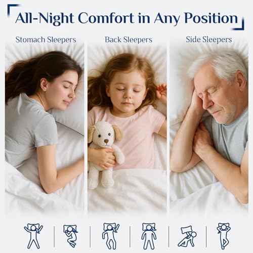 Queen Size Pillow Set of 4 - Cooling, Firm, Hotel Quality, Medium
