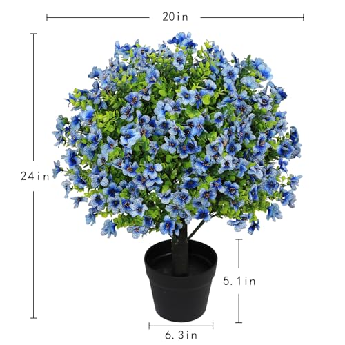 24-Inch Outdoor Artificial Potted Plants UV Resistant Faux Flowers Set of 2