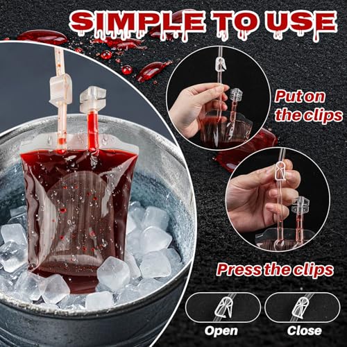 Halloween Blood-Bags for Drinks - Halloween Blood Bags Party Supplies,Halloween Blood Bag Drink Pouch,Halloween Simulation Blood Bag for Halloween Party Decorations,Christmas 10PCS