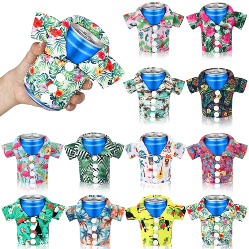 Hawaiian Shirt Themed 12-Pack Neoprene Beer Can Coolers – Tropical Can Sleeve