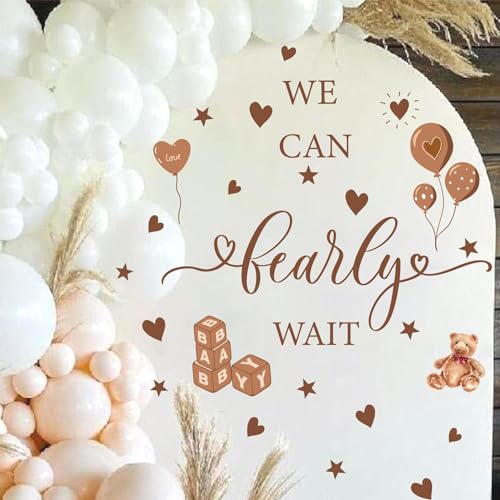 We Can Bearly Wait Party Decal Sign Baby Shower Backdrop Decoration Neutral Gender Reveal Stickers for Baby Boy or Girl Arch Balloon Decor Welcome Baby Sign Pregnancy Party Decor Stickers