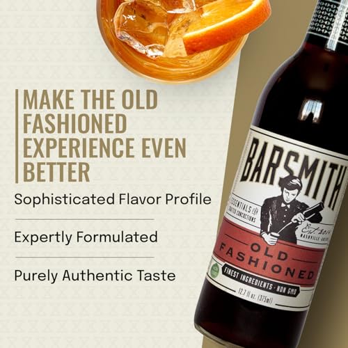Barsmith Old Fashioned Mix - Classic Whiskey Drink Mixer w/Sweetness,