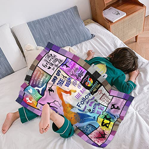 Gymnastics Gifts Blanket 50"x40", Gymnastic Gift for Girls, Gym Room Decor, Gym Party Present Decorations, Birthday Christmas Party Gift Ideas for Teens Kids Daughter Granddaughter