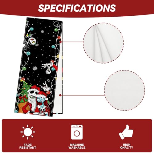 Black Christmas Table Runner 13" x 90" Holiday Home Decor for Xmas
