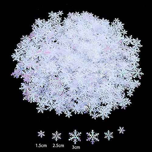 DIYASY 800 Pieces Christmas Snowflake Confetti, Glitter Sliver Sequins for Xmas Party Table Decorations 3 Size