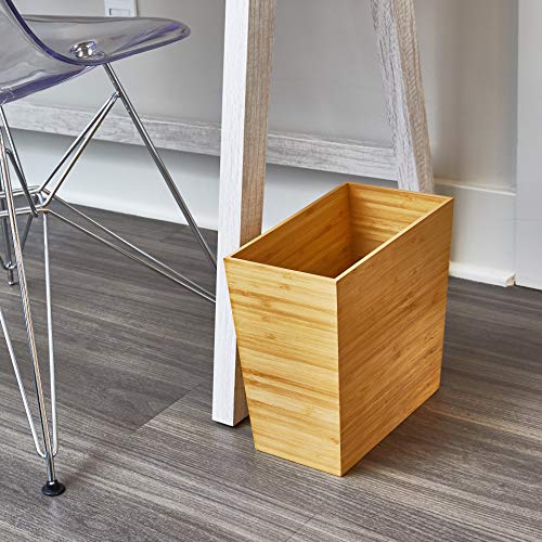 iDesign Rectangular Bamboo Waste Basket - Pack of 1, 10.5 x 5.75 x 10 Inches, Natural Finish