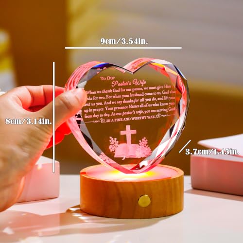 Pastor's Wife Appreciation Crystal Heart Gift - Religious Home Decor