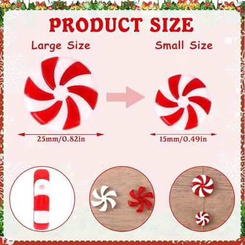 DECYOOL 120pcs Mini Christmas Candy Cane Ornaments Christmas Tree Hanging Peppermint Ornaments Xmas Table Scatters Red and Green Vase Filler Decorations Windmill Candy for Party Favors Supplies 15mm