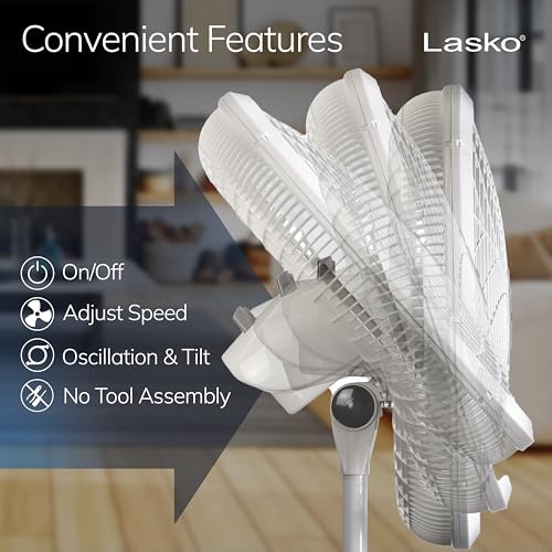 18-Inch Oscillating Pedestal Fan with Adjustable Height & Quiet Speed Settings