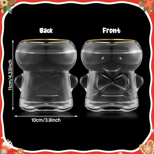 Gingerbread Man Drinking Glasses Set - 2 Pcs Christmas Novelty Mug 20oz