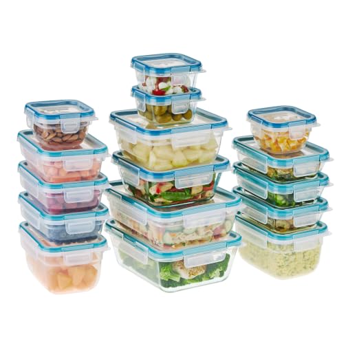 Glass & Plastic Food Storage Set 16-Pack Airtight Containers with Labels