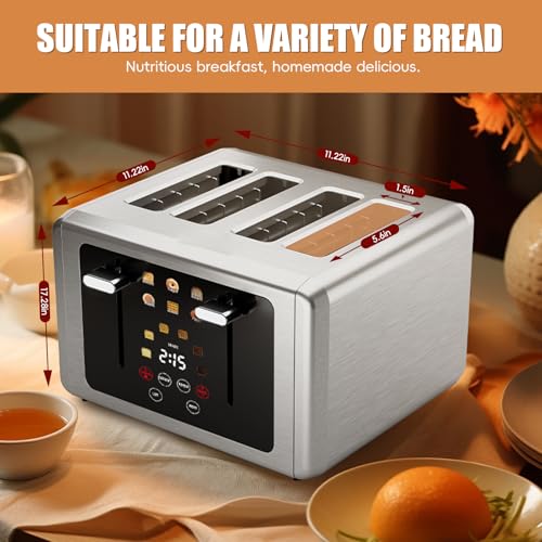 WUNLY Smart Digital 4-Slice Toaster with Wide Slots & Stainless Steel Variation