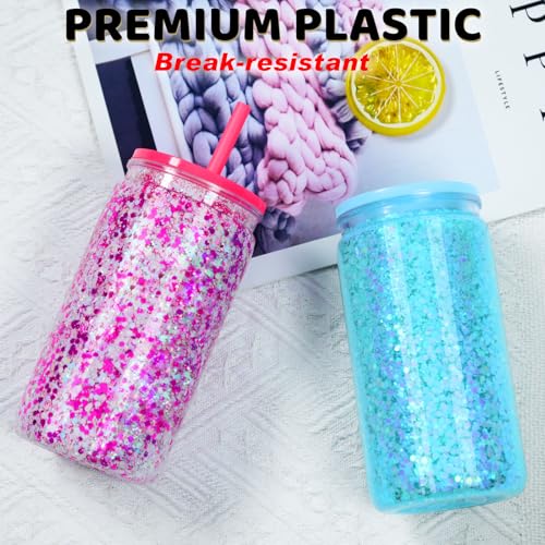 16 Oz Acrylic Snowglobe Tumbler, 20 Pack Pre-Drilled Double Wall