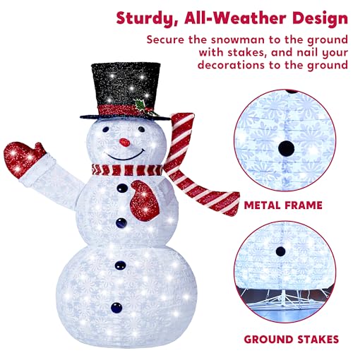 Joiedomi 3-Pack Christmas Snowman Yard Decor with LED Lights - White & Red Scarves